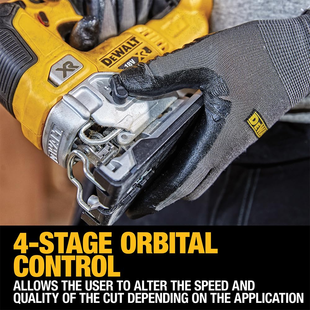DEWALT DCS335NT-XJ, Sierra de calar sin escobillas 18V XR, Incluye maletín TSTAK, 3200cps/min, Corte madera 135mm /Acero 10mm, No incluye batería ni cargador