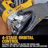 DEWALT DCS335NT-XJ, Sierra de calar sin escobillas 18V XR, Incluye maletín TSTAK, 3200cps/min, Corte madera 135mm /Acero 10mm, No incluye batería ni cargador