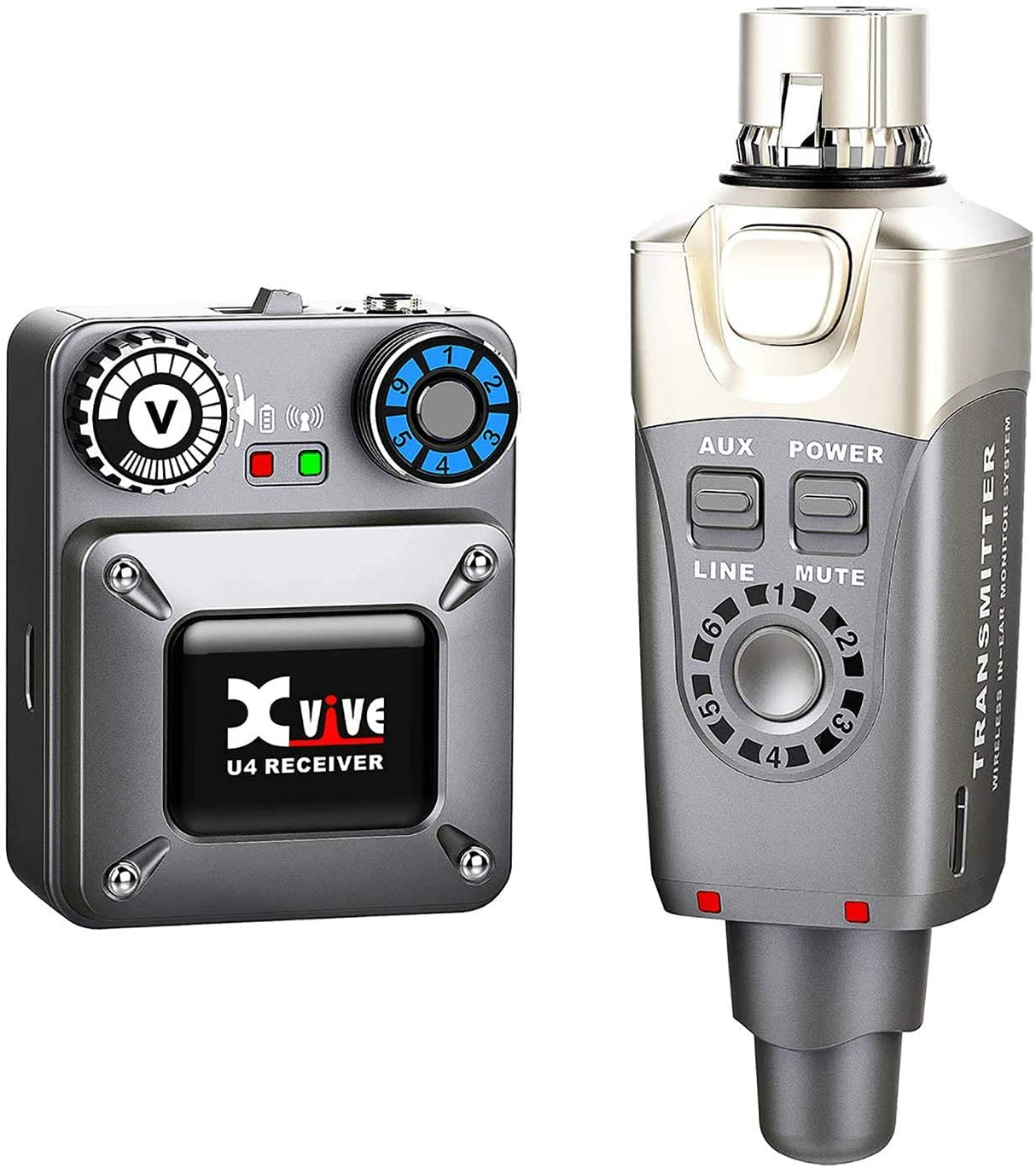 Xvive U4 Wireless In Ear Monitor, Sistema inalámbrico Profesional para monitorización de Auriculares in-Ear, Compuesto por 1 emisor y 1 Receptor