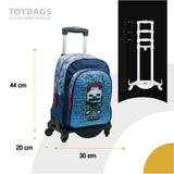 Minecraft Mochila Escolar Hostile Behaviour - Doble Compartimento Adaptable + Carro Negro TOYBAGS con Proteccion Lateral Y STOPER Frontal Anti CAIDA 4 Ruedas giratorias - 44 X 30 X 20 CM
