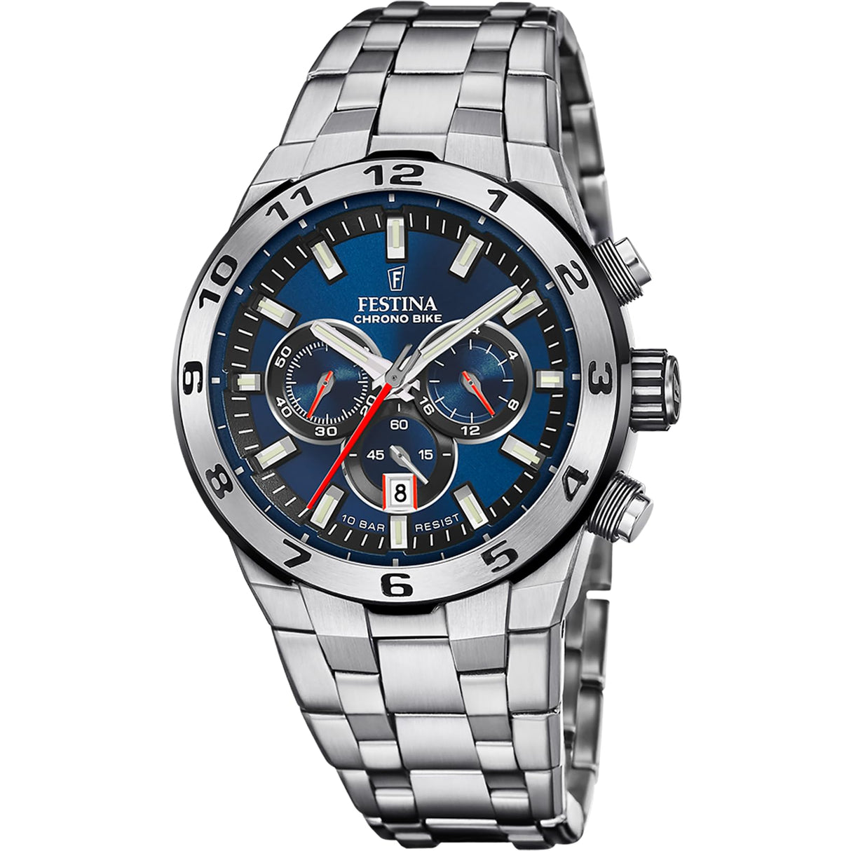 Festina Reloj Hombre F20670/1 Chrono Bike Caja de Acero Inoxidable 316l Plateado Correa de Acero Inoxidable 316l Plateado