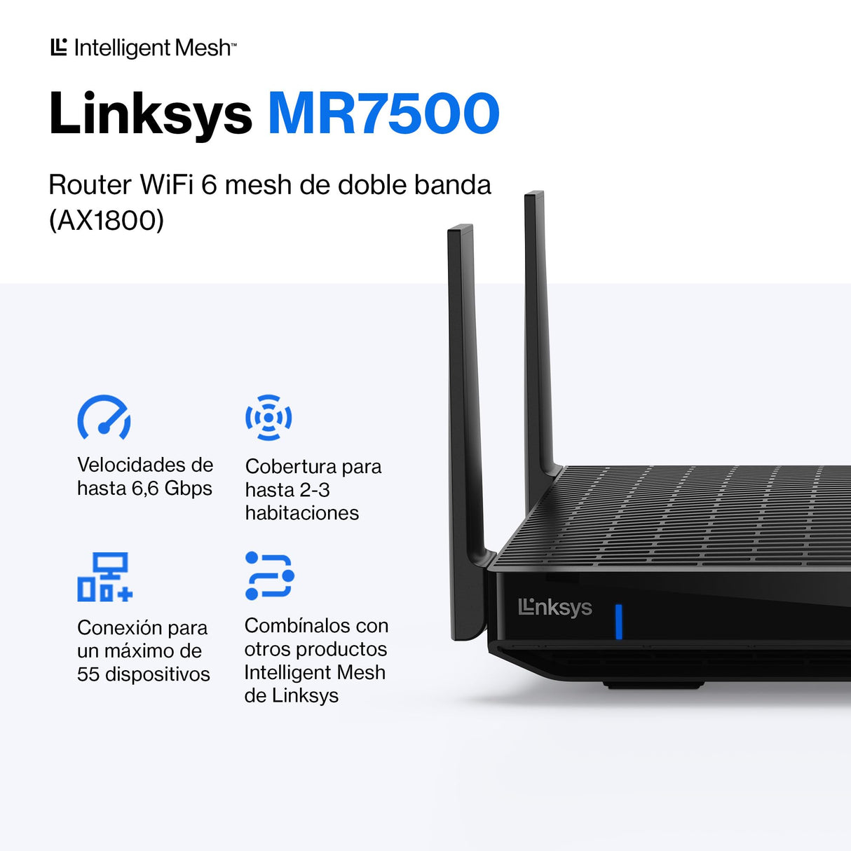 Linksys - Router Mesh WiFi 6E, tribanda Hydray Pro 6E, enrutador inalámbrico de 8 flujos, Banda de 6 GHz, hasta 6.6 Gbps, Cobertura de 250 m², más de 55 Dispositivos