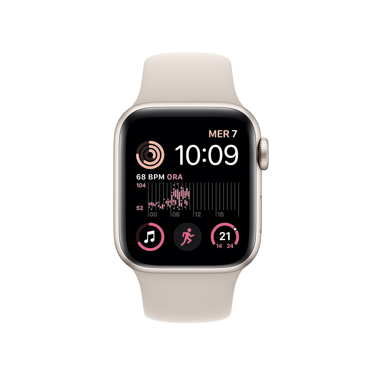 Apple Watch SE de 2.ªgeneración (GPS, 40mm) Reloj Inteligente con Caja de Aluminio en Blanco Estrella - Correa Deportiva Blanco Estrella - Talla única. Monitor de entreno y sueño