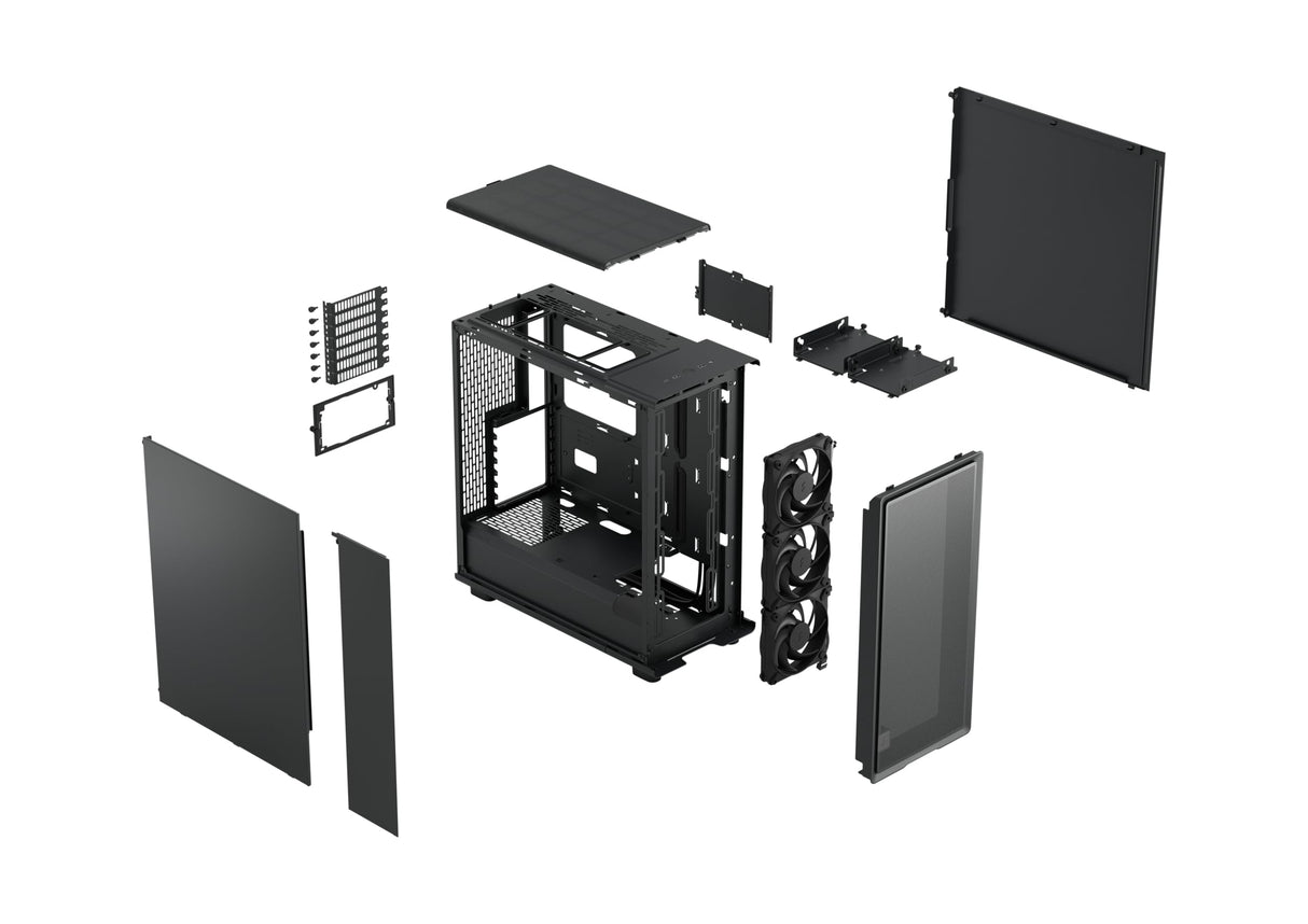 Fractal Design Epoch Black Solid - Caja de Juego para PC de Alto Flujo de Aire - Panel Frontal de Malla - Tres Ventiladores Momentum 12 Incl. - Interior Espacioso - Soporte ATX/mATX/ITX