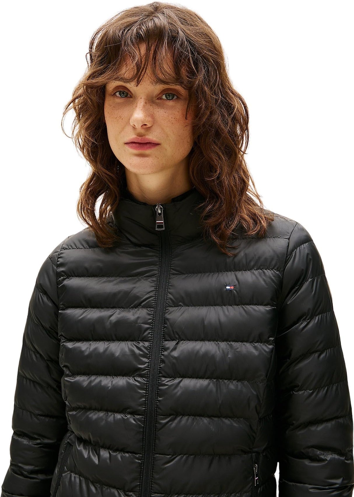 Tommy Hilfiger Cazadora de plumas Mujer Padded Global Stripe Jacket con capucha, Negro (Black), XXL