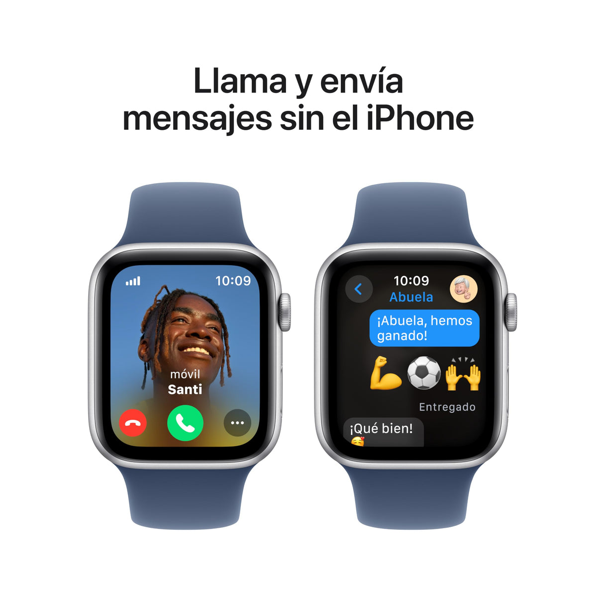 Apple Watch SE de 2.ª generación GPS + Cellular Smartwatch con Caja de Aluminio en Plata de 44 mm y Correa Deportiva Azul Denim - Talla S/M. Monitores de entreno y sueño y Resistencia al Agua
