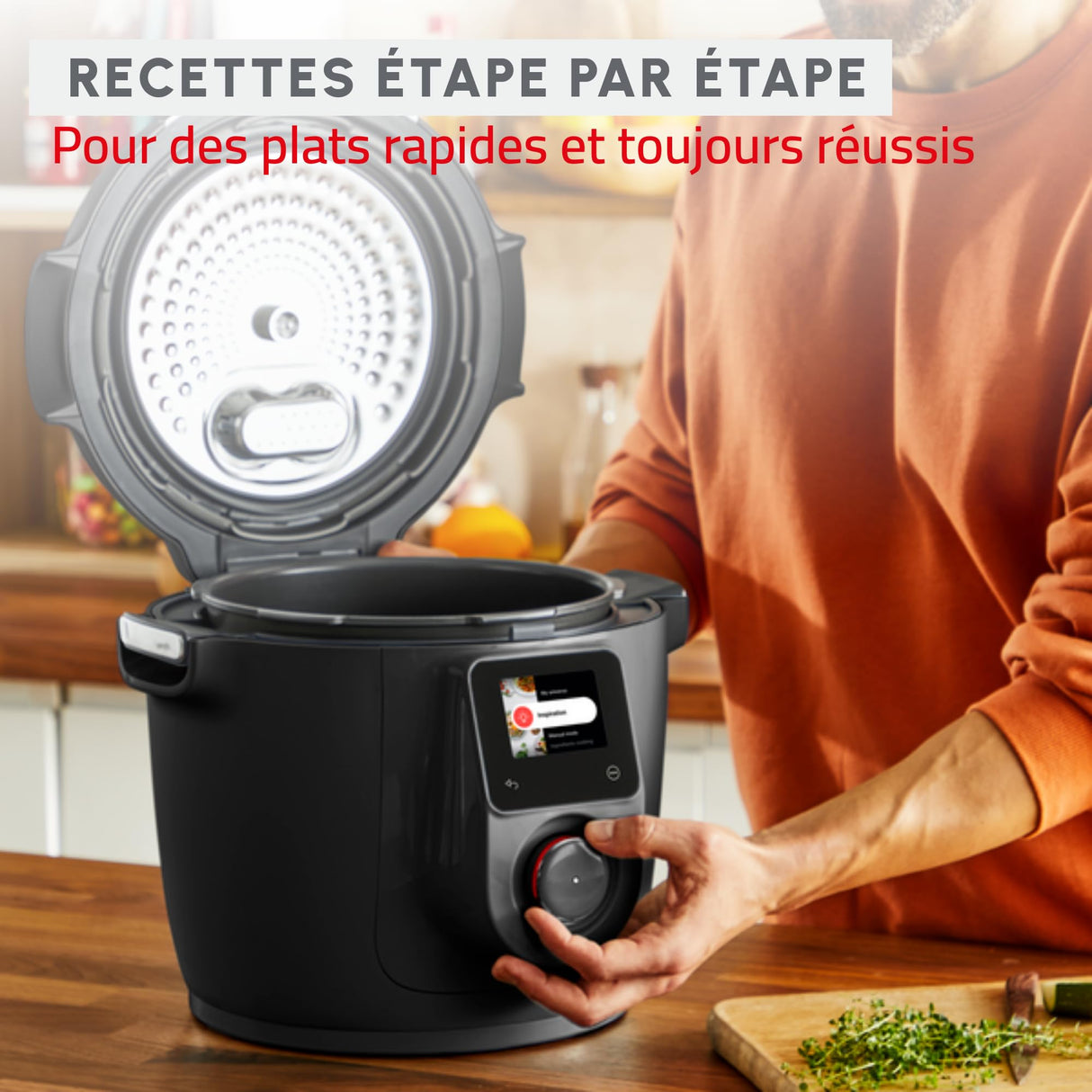 Moulinex Cookeo Wi-Fi 10-en-1, Multicocina, 10 modos de cocción, cocción a presión, pasos detallados, CE96G810, Negro