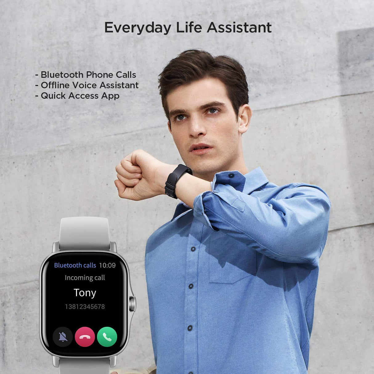 Amazfit GTS 2 Smartwatch - Reloj de pulsera Inteligente con llamada bluetooth, 90 modos deportivos, Monitor de saturación de oxígeno, Sangre y de Frecuencia Cardíaca, 3 GB Gris