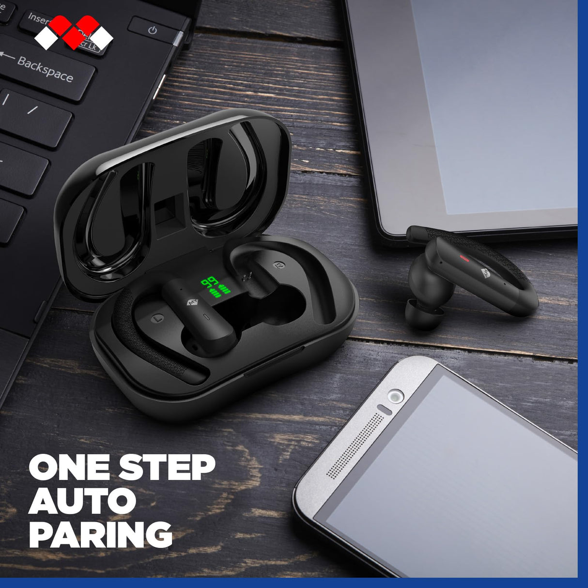 Meliconi MYSOUND True FIT Plus, Auriculares True Wireless Bluetooth 5.3 Negro, para Deportes, Control Táctil, Estuche de Carga con LED, Batería de 32 Horas