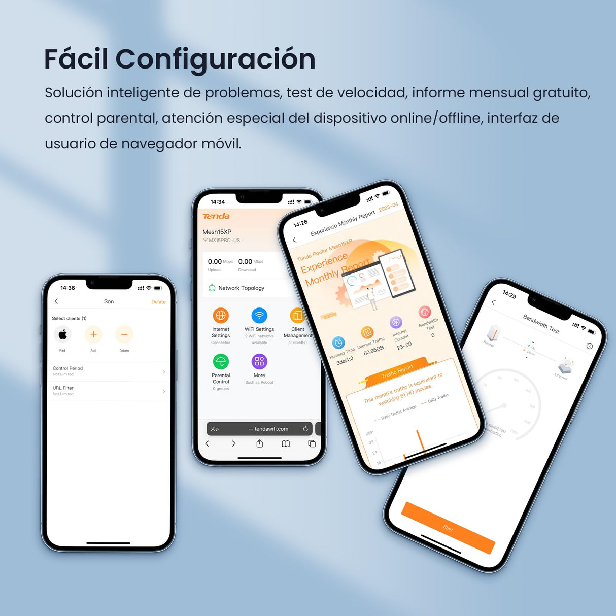 Tenda Nova MX21 Pro (2-Pack) AXE5700 Mesh Wi-Fi 6E Sistema, Tribanda Mesh Wi-Fi Cobertura de hasta 240㎡, 6 Puertos Gigabit, 70 Dispositivos Conectados, Informe Mensual, Fácil Configuración