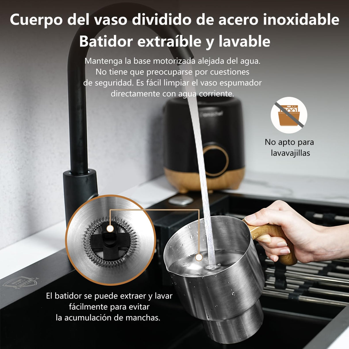 AMZCHEF 8-IN-1 Espumador de Leche Electrico 550 W | 600ml Calentador de Leche para Espumar Leche Caliente y Fría, Leche Caliente, Leche con Chocolate, Comida para Bebé a Base de Leche | Negro