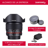 Samyang F1121903101 - Objetivo fotográfico DSLR para Nikon F Ae (Distancia Focal Fija 8mm, Apertura f/3.5-22 UMC, Ojo de Pez, CSII), Negro
