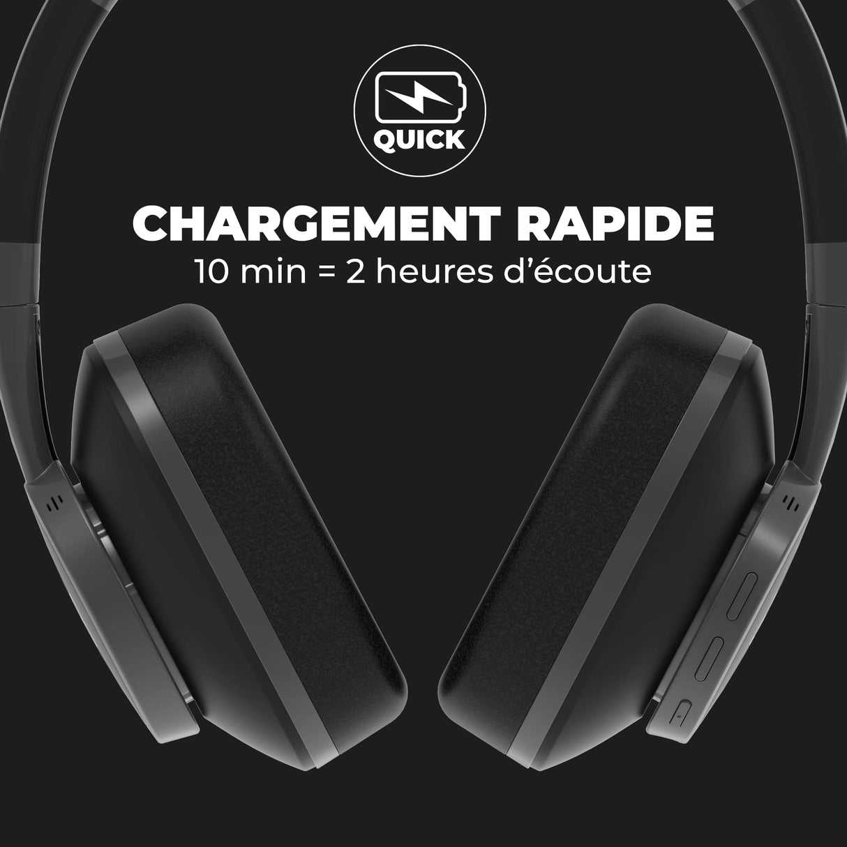 DeeBee Pulse Auriculares Inalámbricos, Cancelación Activa de Ruido 35dB, Bluetooth 5.2, 40 Horas de Batería, Negro