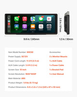 VEVOR Estéreo Inalámbrico HD para Coche, con Pantalla Táctil Compatible con Apple CarPlay y Android Auto, con Control de Voz, Enlace Espejo, Bluetooth, Navegación GPS, 245 x 97 x 30 mm, Negro