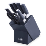 Zyliss E920263 Comfort Juego de Cuchillos de Cocina 7 Piezas, Acero Inoxidable Japonés, Mango Gris/Blanco, Set de Cuchillos Cocina con Portacuchillos, Apto Para Lavavajillas