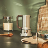 ALESSI 9090/6 - Cafetera italiana de acero inoxidable brillo 18/10 con base magnética