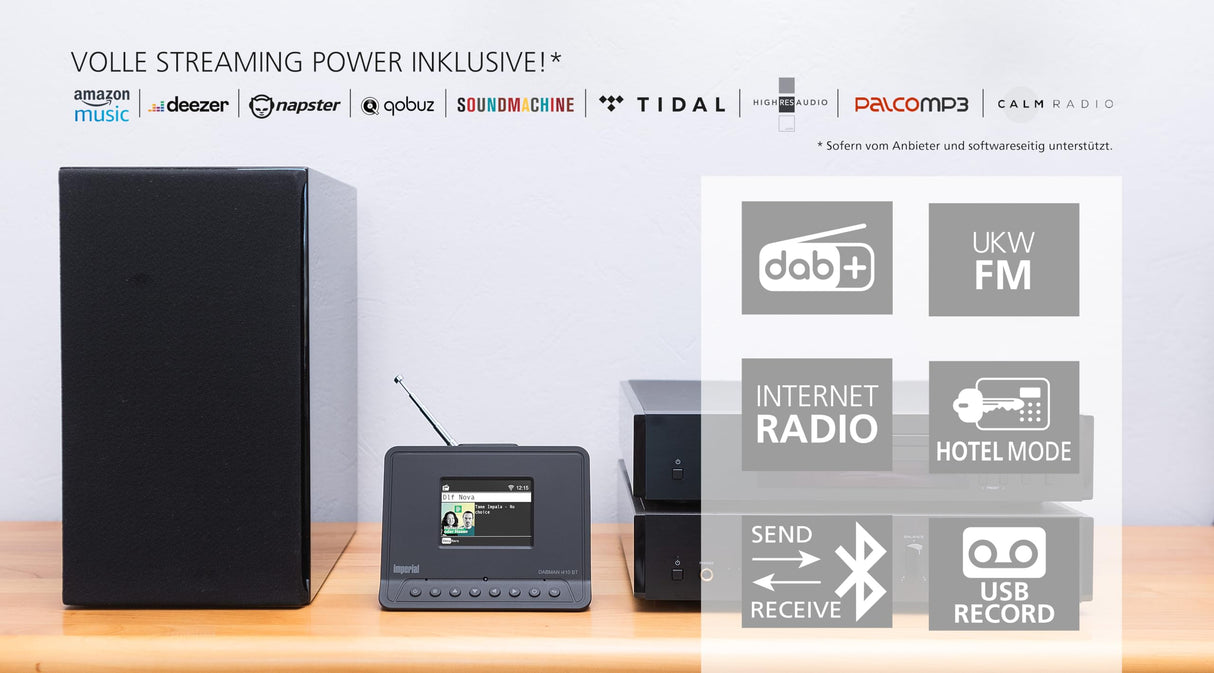 Imperial DABMAN i410 BT Radio Internet, Adaptador Dab+, Ideal para instalaciones de Alta fidelidad (Sonido estéreo, Internet/Dab+/ FM, emisión y recepción Bluetooth, Modo Hotel, Streaming, UPnP,