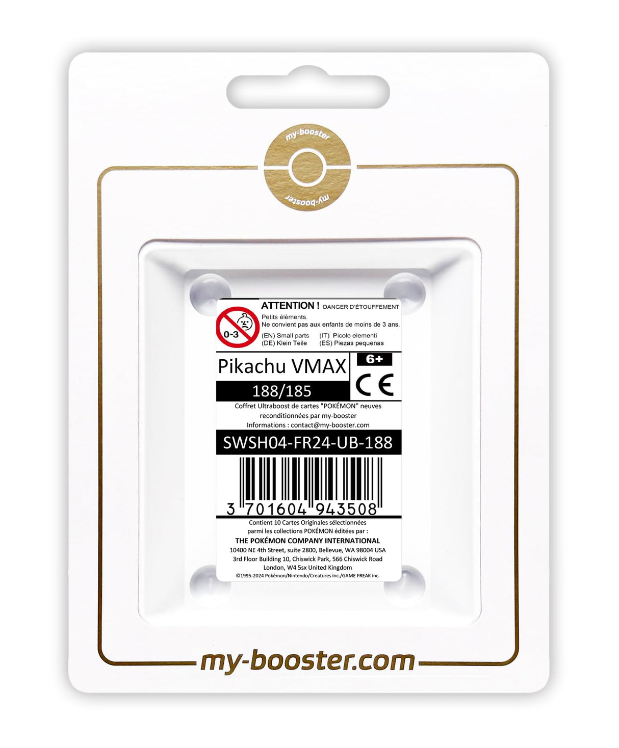 Pikachu VMAX 188/185 Arcoíris Secreta - Ultraboost X Epée et Bouclier 4 Voltage Éclatant - Box de 10 Cartas Pokémon Francés