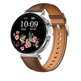 Knauermann NEO 2 (2025) - Plata Redonda - Reloj de Salud Smartwatch - ECG - Función HRV - Bluetooth BT - Apnea del Sueño - Presión Arterial - Pulsera de Cuero de Vaca Marrón, Durchmesser: 40mm; Dicke: