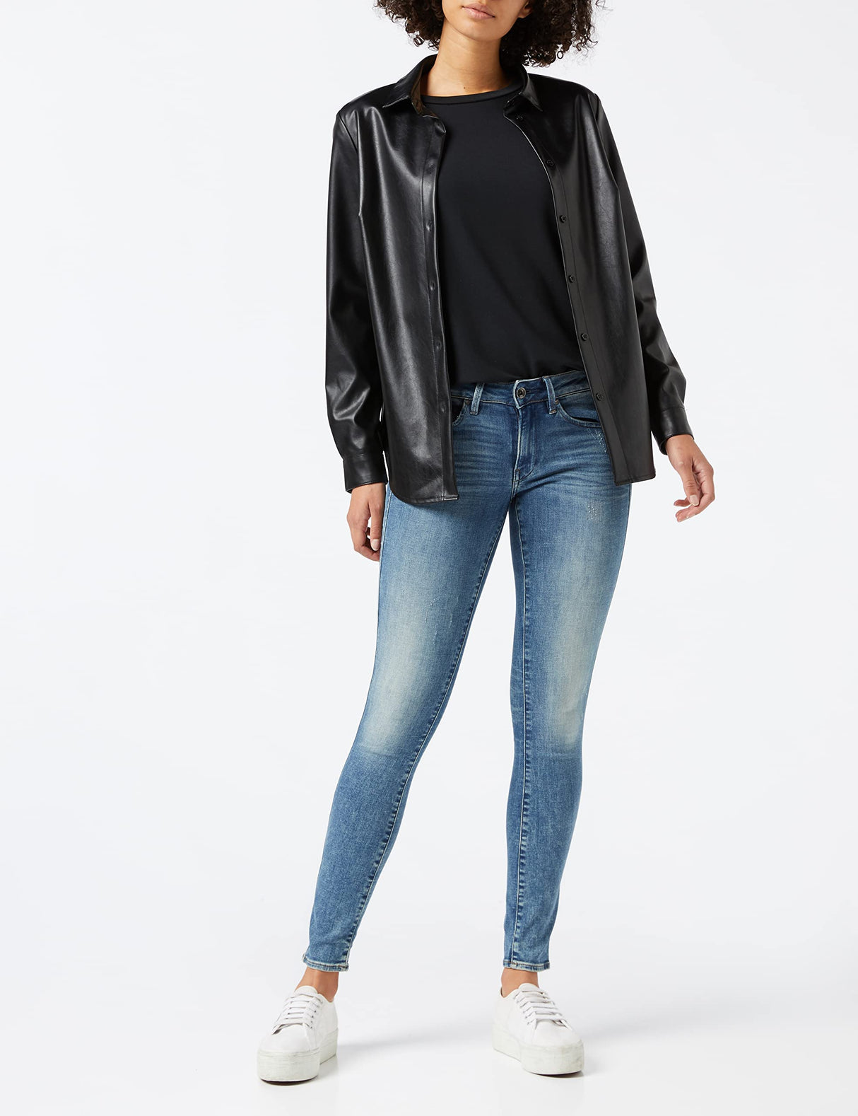 G-Star Para Mujer Midge Zip Mid-Waist Skinny Jeans, Azul (lt vintage aged destroy D05281-8968-9114), 29W / 30L
