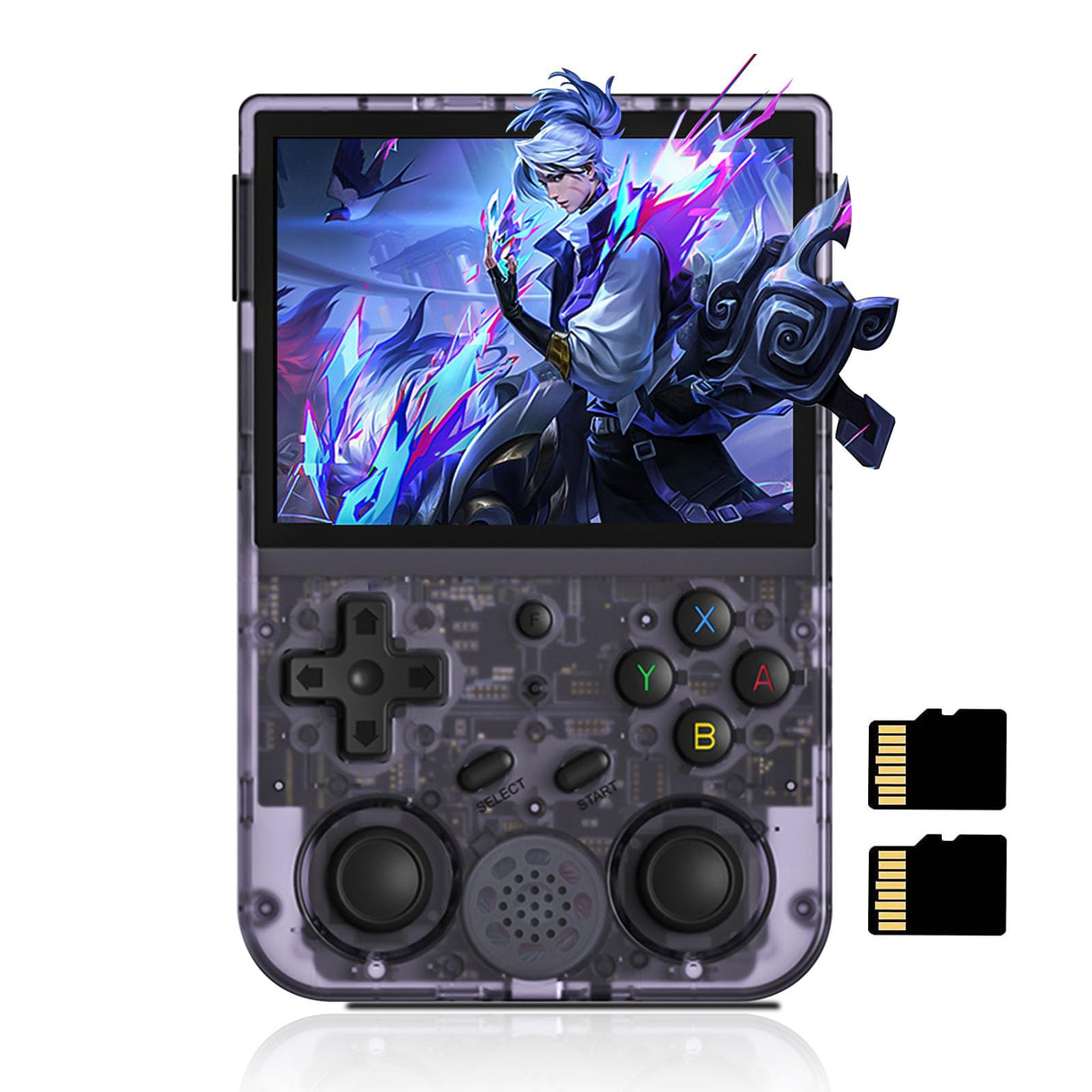 RG353V Pocket Console pantalla táctil IPS de 3,5 pulgadas, Dual OS Android 11 and Linux System, Support 5G WiFi 4.2 Bluetooth Moonlight Streaming HDMI Output Built-in 64G SD Card (Morado Transparente)