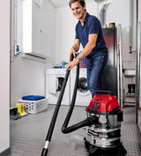 Einhell TC-VC 1820 SA - Aspiradora en seco y húmedo (1250 W, depósito de Acero Inoxidable de 20 L, Conector de soplado, Soporte para Accesorios, Enchufe automático, Incluye Manguera de aspiración,