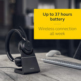 Jabra Evolve2 65 Auriculares Inalámbricos Estéreo PC con Soporte de Carga - Certificados para plataformas UC - Batería de Larga Duración - Adaptador Bluetooth USB-A - Negro