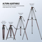 NEEWER 79"/2m Trípode Video Cámara con Cabezal Fluido, Soporte Trípode Resistente Aluminio Liberación Rápida con Placa QR Compatible con Canon Nikon Sony DSLR Videocámara, Carga MAX 17,6 LB, LL38
