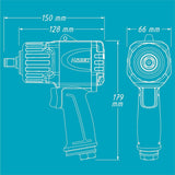 Llave de impacto HAZET 9012TT I Máx. Par de apriete 2200 Nm, cuadradillo 12,5 mm (1/2 pulgada) I Llave de impacto de doble martillo de alto rendimiento - compacta y ligera con tecnología Twin-Turbo