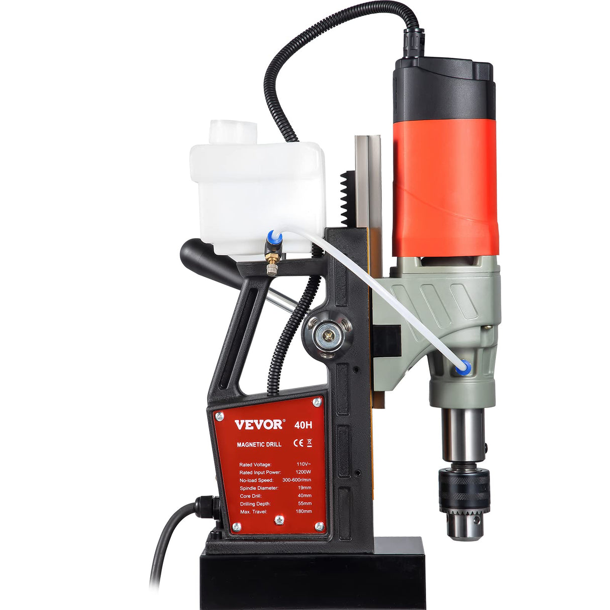 Vevor Taladro Magnético 1200W 1,57" Taladro de Base Magnética Núcleo Magnético Taladradora Magnético Profesional Taladro Magnético con Conexión al Cuello Fuerza Máxima Taladro Electromagnético