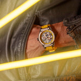 Lotus Reloj Hombre 18946/1 Vortex con Fase Lunar Caja de Acero Inoxidable 316l Negro Correa de Caucho Amarillo