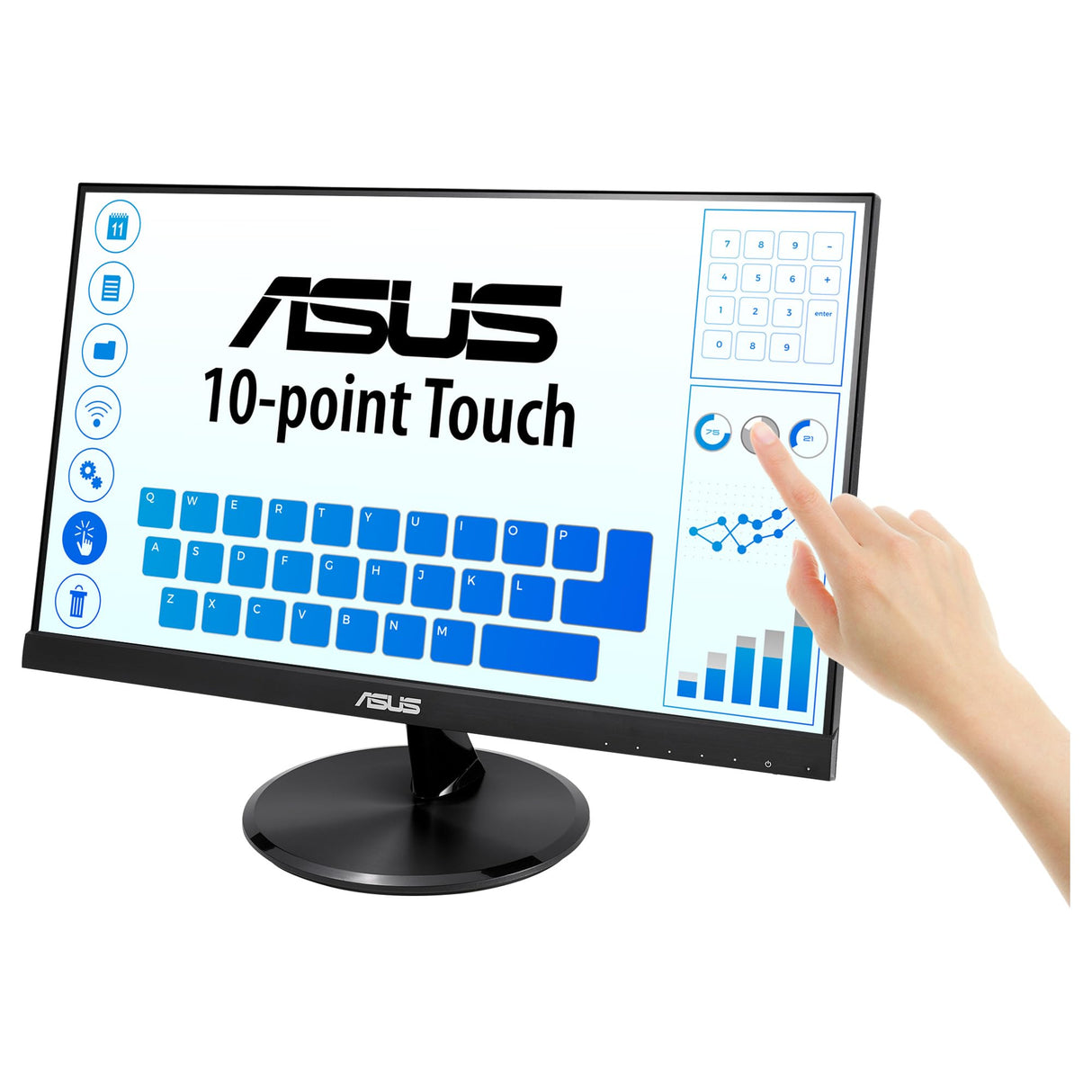 ASUS VT229H Monitor Táctil de 21" | 60 Hz, FHD (1920x1080), IPS, Ángulos de visión de 178°, Sin Marco, No Webcam, No Ajustable en Altura, Luz Azul de Baja Intensidad, HDMI, dureza 7H, Negro