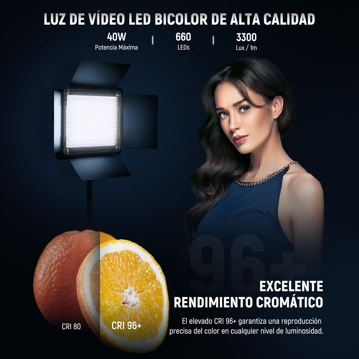 NEEWER Bicolor Luz LED Estudio con Trípode Viseras, Panel Video Key Lighting para Grabación Video, Streaming, Sesión de Fotos, Fotografía, 660 Leds, 3200K-5600K, 3300lx/1m, Regulable CRI96+, NL660