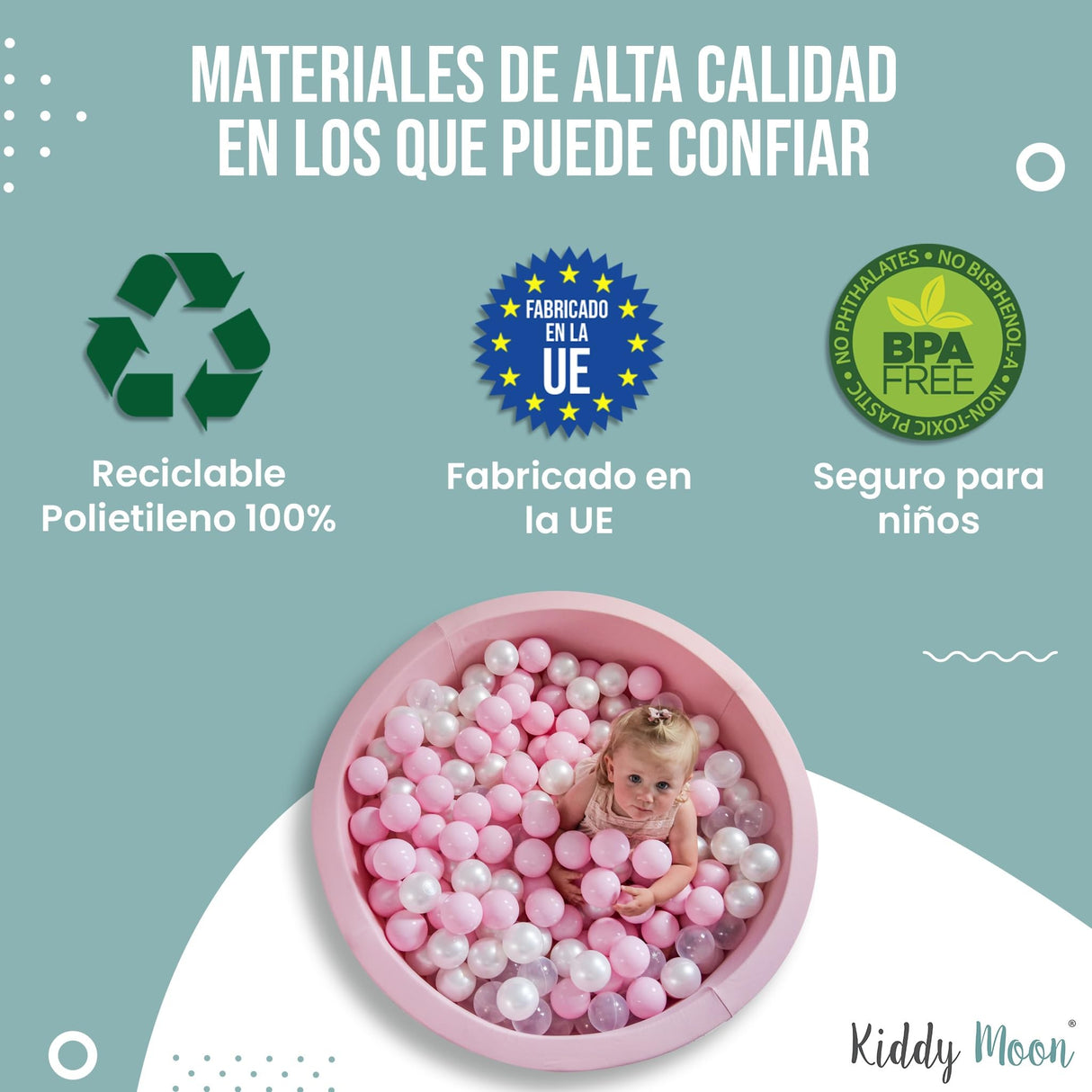 KiddyMoon 700 ∅ 7Cm Bolas Colores De Plástico para Piscina para Niños, Azul Celeste