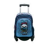 Minecraft Mochila Escolar Hostile Behaviour - Doble Compartimento Adaptable + Carro Negro TOYBAGS con Proteccion Lateral Y STOPER Frontal Anti CAIDA 4 Ruedas giratorias - 44 X 30 X 20 CM