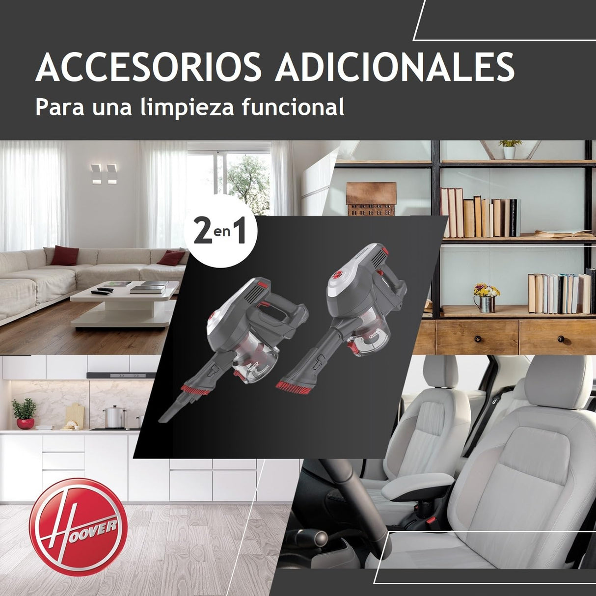 Hoover H-FREE 100 ESPECIAL MASCOTAS HF122GPT Aspiradora Escoba sin Cable, sin Bolsa, 3 en 1: Escoba, de Mano y Vertical, Cepillo Mascotas y Tapicerías, Autonomía 40min, Posición Parking, 6500Pa
