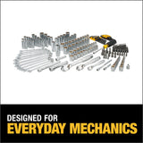 DEWALT Juego de herramientas mecánicas, unidad de 1/4" y 3/8" y 1/2", SAE/métrica, 205 piezas (DWMT81534)