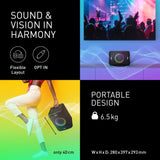 Panasonic SC-BMAX5E-K Altavoz Portátil para Fiestas con Bluetooth, Luces Integradas, 75 W, USB, Entrada Óptica para TV, Entradas de Guitarra y Micrófono para Karaoke, Negro