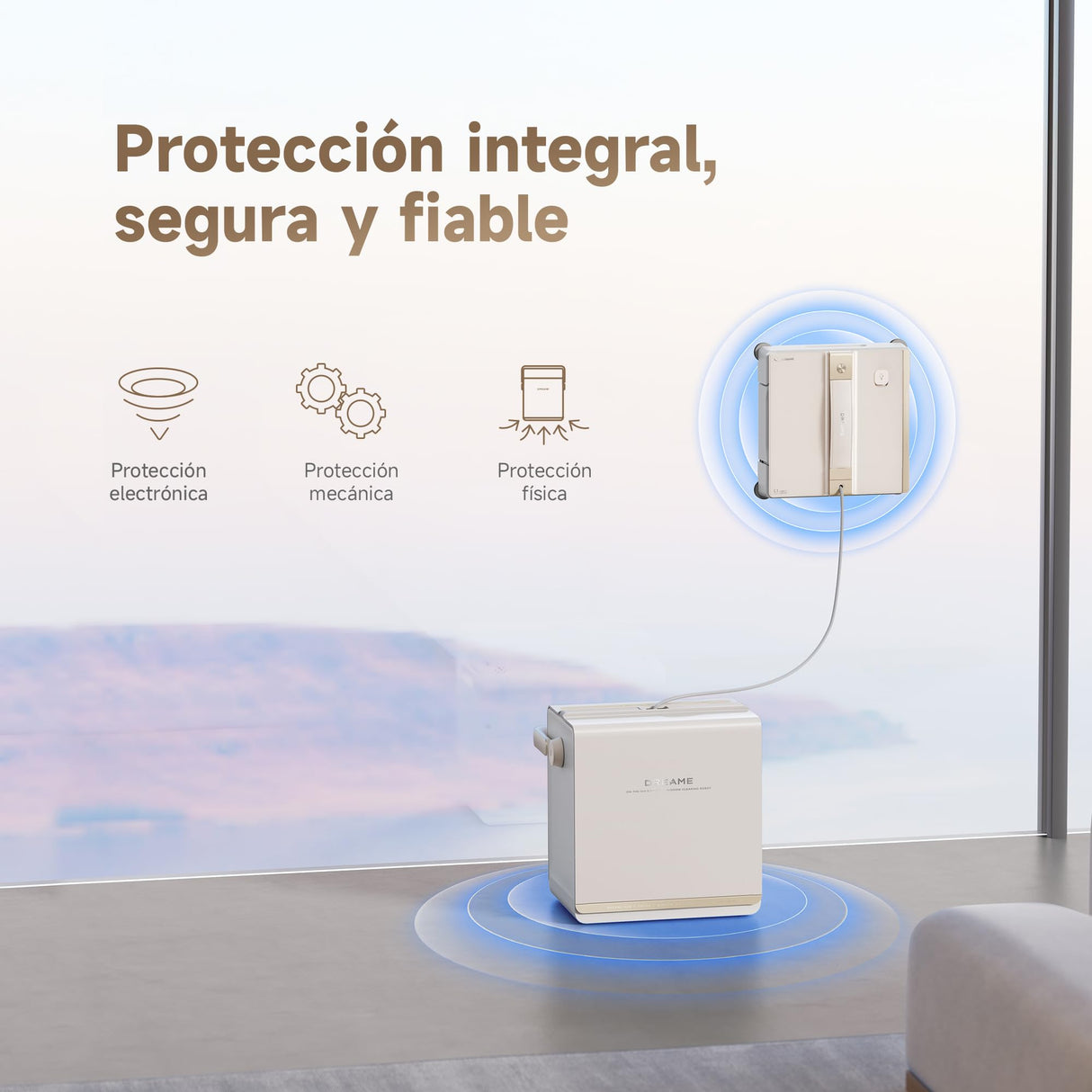 DREAME C1 Station S Kit Robot Limpiacristales, Protección Integral,Estación Portátil, Gestión Automática del Cable, Tecnología CornerClean, Planificación de Trayectoria con Cobertura Integral