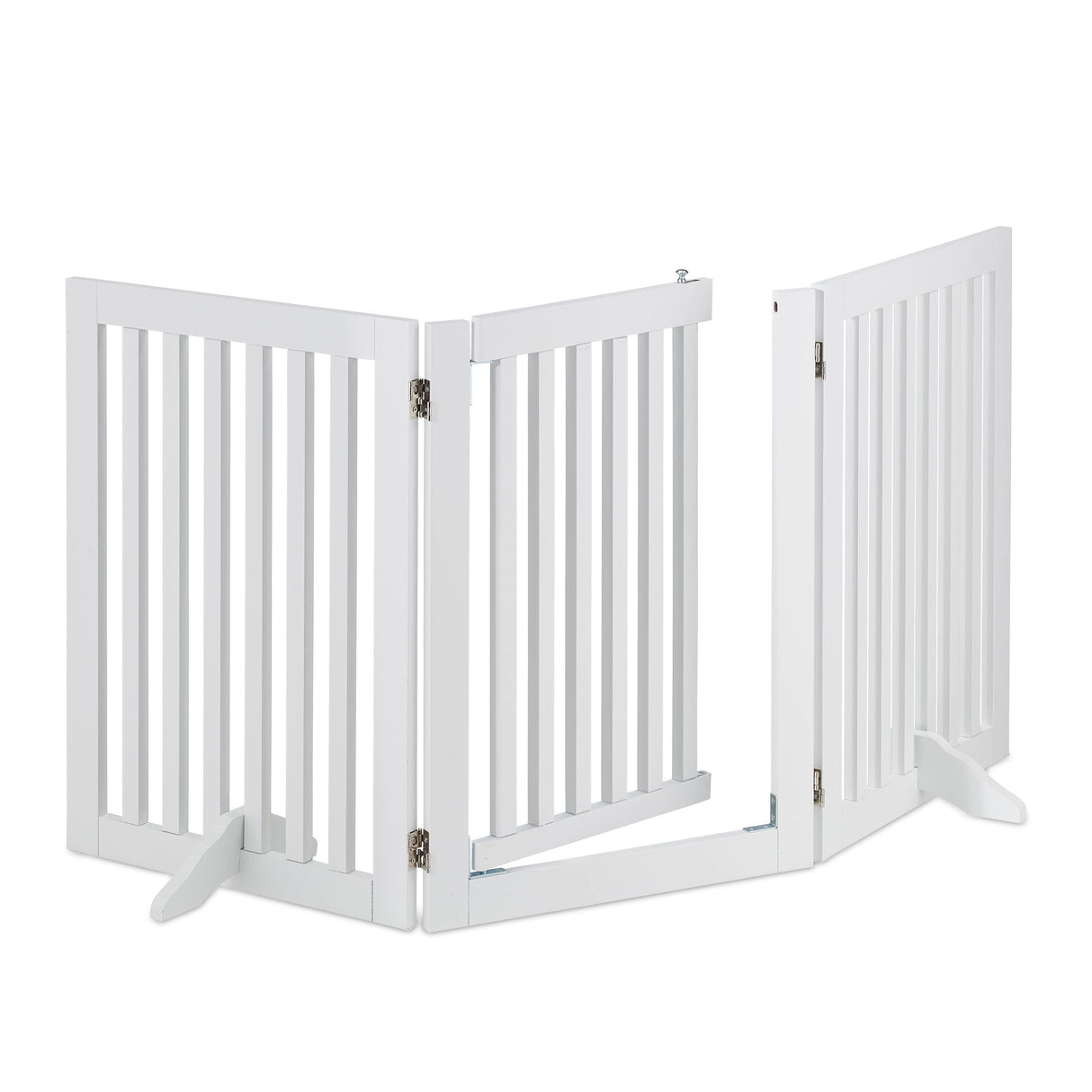 Relaxdays Niños Barrera Seguridad Perros, Animales, Valla Protección Mascotas, Puerta, 70x154cm, Plegable, 3 Paneles, Blanca, Tablero de Fibras