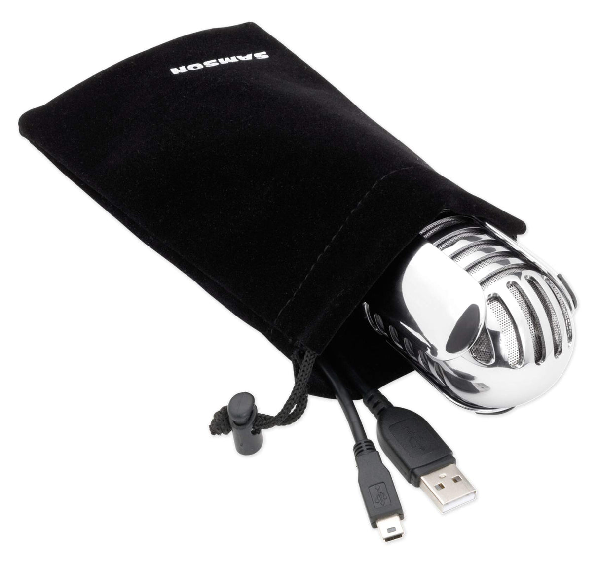 SAMSON Meteor Mic - Portable USB Studio Quality Condenser Microphone - High Performance, General Purpose/Podcast/Gaming/Music Recording Microphone, 16-bit, 44.1/48kHz Resolution, Silver Chrome
