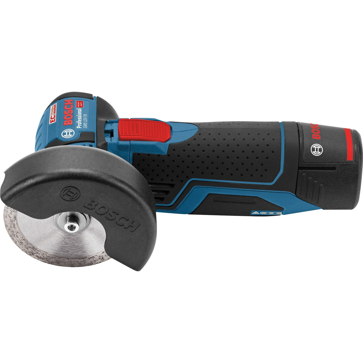 Bosch Professional 12V System GWS 12V-76 - Amoladora angular a batería (Ø 76 mm, 19500 rpm, 3 discos, 2 baterías x 3,0 Ah, en L-BOXX)
