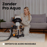 Zeegma ZONDER Pro Aqua Aspirador en seco y húmedo 1400 W, para Alfombras Coche Tapicería Escaleras, Depósito de Agua Limpia de 4 L, Juego de Filtros y Boquillas de Lavado