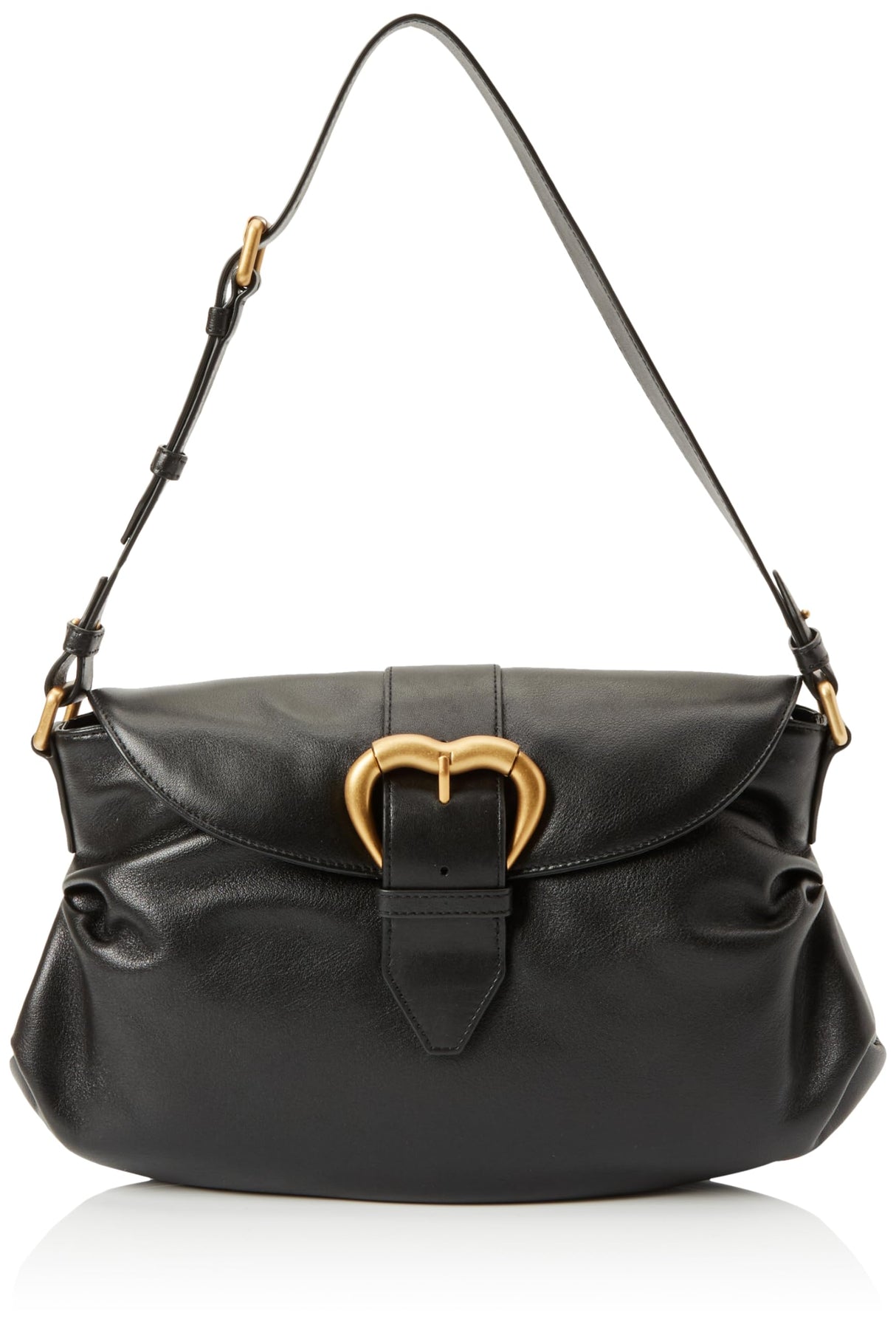 Pinko Jolene Shoulder Classic Ternera Crystal, Bolsa para Mujer, Z99m_Negro Limusina-Chocolate Gold