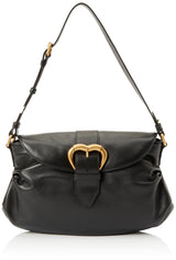 Pinko Jolene Shoulder Classic Ternera Crystal, Bolsa para Mujer, Z99m_Negro Limusina-Chocolate Gold