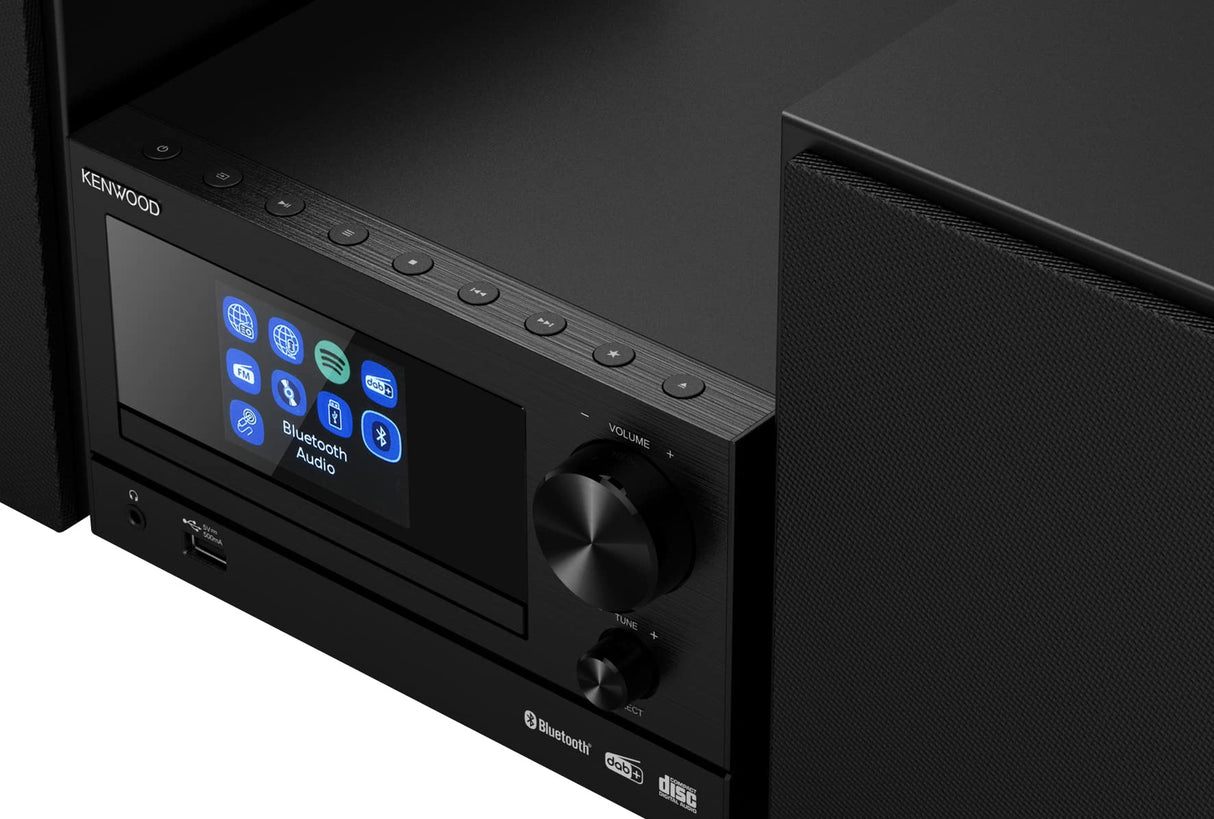 Kenwood M-7000S-B - Microcadena Color Negro, con Bluetooth, USB, CD y en Radio Dab + o FM - Mini Equipo de Musica para casa
