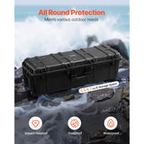 VEVOR Estuche Rígido Impermeable de 1120 x 405 x 342 mm de Gran Capacidad con 3 Asas, Estuche Protector IP67 con 6 Clips, 6 Orificios para Candado y Espuma Insertada para Equipos Grandes, Negro