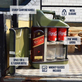 mikamax – Jerrycan Set de Regalo – Canister –Whiskey Bar - Bidon – 10L – Negro- con Dos Vasos de Whisky - 39 x 29 x 13 cm