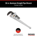RIDGID 31110 Modelo 836 Llave recta de aluminio para tubo, Llave de fontanería de 36 pulgadas