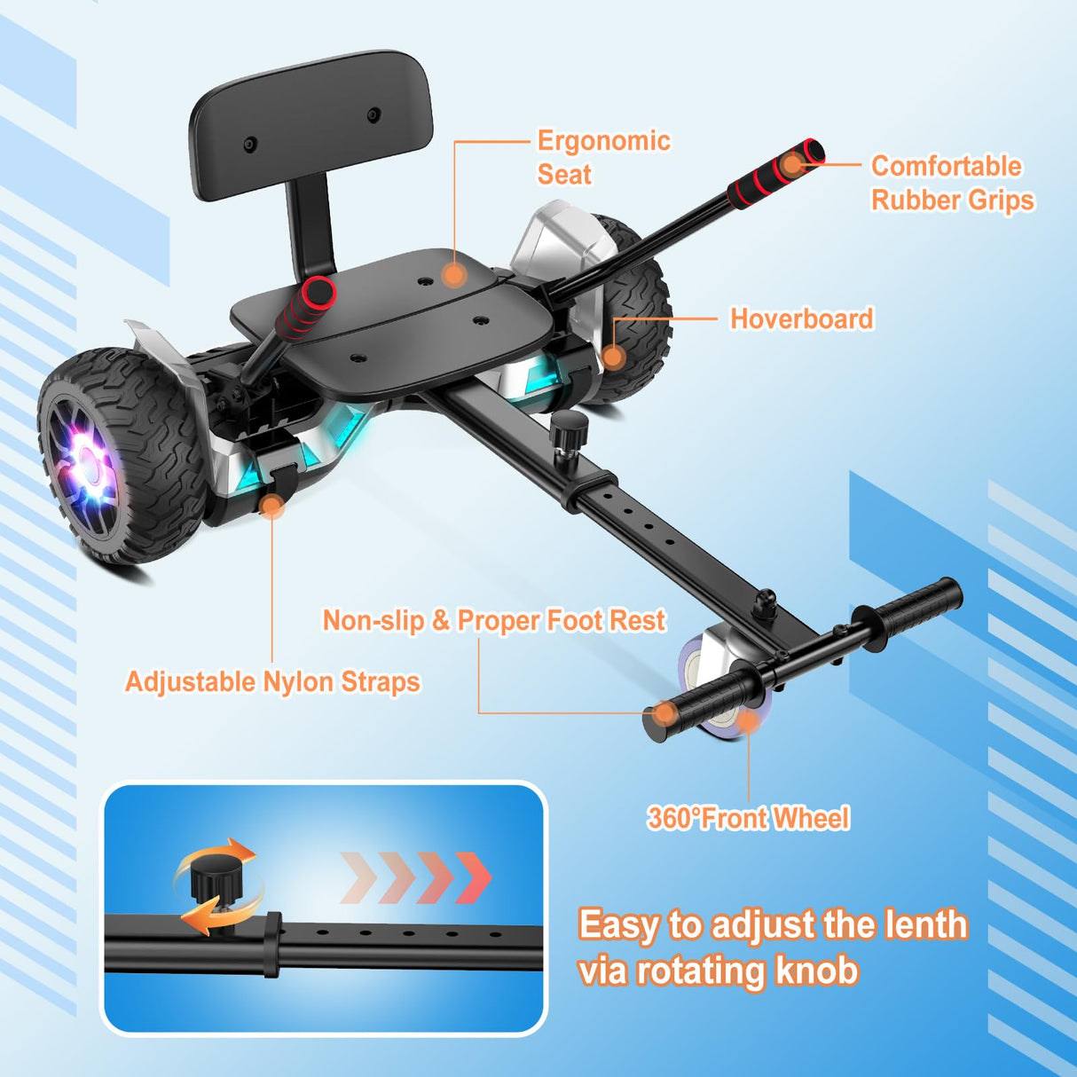SISIGAD Hoverboard SUV y Kart,con Bluetooth, Hoverboards Todo Terreno 8.5" Hummer, Mejor Regalo para Niños